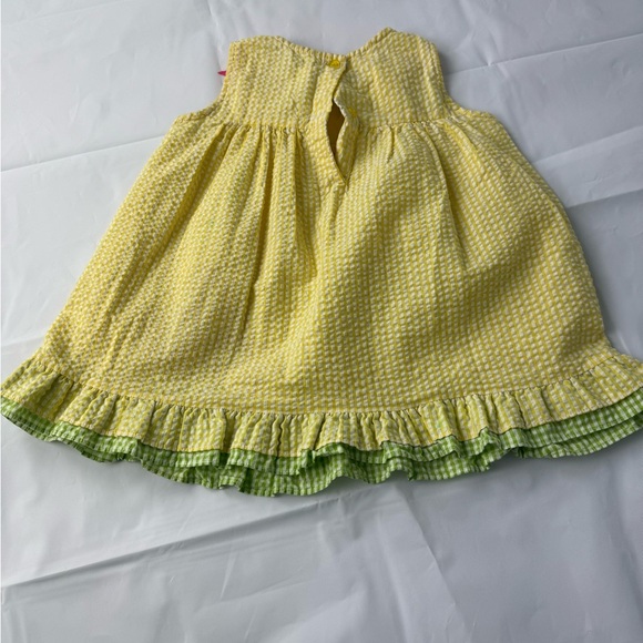 Vibrant Yellow Kids Dress with Pink Butterfly - Picture 2 of 4